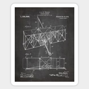 Wright Brothers Machine Patent - Airplane Art - Black Chalkboard Sticker